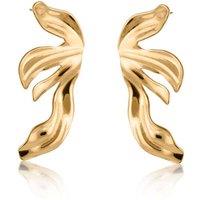 BIG METAL LONDON Women's AMARYS FLORAL STAINLESS STEEL EARRINGS in Gold | Size: 7 cm