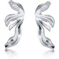 BIG METAL LONDON Women's AMARYS FLORAL STAINLESS STEEL EARRINGS in Silver | Size: 7 cm