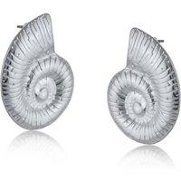 BIG METAL LONDON Women's LUNA SHELL STAINLESS STEEL EARRINGS in Silver | Size: 3 cm