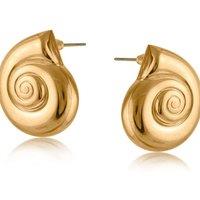 BIG METAL LONDON Women's SALOME SWIRL SHELL STAINLESS STEEL EARRINGS in Gold | Size: 3 cm