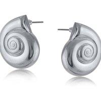 BIG METAL LONDON Women's SALOME SWIRL SHELL STAINLESS STEEL EARRINGS in Silver | Size: 3 cm
