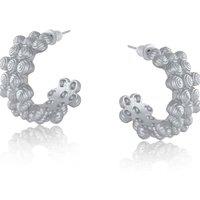BIG METAL LONDON Women's ALBA MATTE CONCH HOOP EARRINGS in Silver | Size: 3 cm