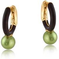 BIG METAL LONDON Women's FIONA ENAMELLED TWO TONE EARRINGS in Green | Size: 2 cm