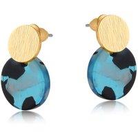 BIG METAL LONDON Women's HOPE METAL & RESING SMALL DISC EARRINGS in Blue | Size: 2 cm