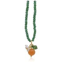 BIG METAL LONDON Women's Marina Tangerine Beaded Necklace in Green | Size: 42 cm