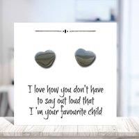 Aye Do Gifts Women's Heart Earrings on Funny Gift Card for Mum in Silver