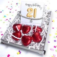Aye Do Gifts Women's 21st Birthday Cubic Zirconia Silver Bracelet & Gold Balloon Hamper | Size: 1 Pack