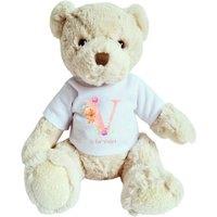Aye Do Gifts Women's Personalised Teddy Bear Pink Initial & Teddies Shirt in Beige