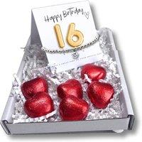 Aye Do Gifts Women's 16th Birthday Cubic Zirconia Bracelet & Gold Balloons Mini Hamper in Silver | Size: 16 inches