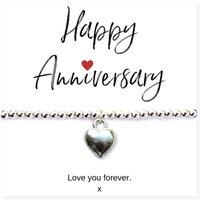Aye Do Gifts Women's Silver Heart Beaded Bracelet & Anniversary Message Gift Gift Card