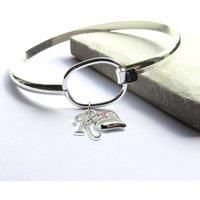Aye Do Gifts Women's Personalised Initial & Silver Heart Charm Loop Bangle
