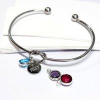 Aye Do Gifts Women's Personalised Silver Knot Birthstone Charm Bangle