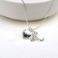 Aye Do Gifts Women's Personalised Initial Puff Heart Charm Necklace in Silver | Size: 16 inches
