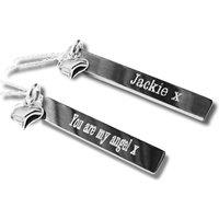 Aye Do Gifts Women's Personalised Silver Thin Bar Necklace & Mini Heart Charm | Size: 18 inches