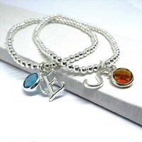 Aye Do Gifts Women's Silver Personalised Initial Birthstone Bracelet | Size: 8 inches