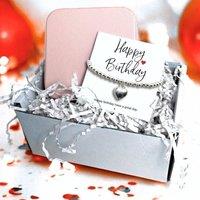 Aye Do Gifts Women's Happy Birthday Bracelet & Jewellery Box Gift in Pink | Size: 8 inches