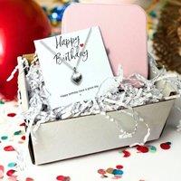 Aye Do Gifts Women's Happy Birthday Necklace & Jewellery Box Gift in Silver | Size: 18 inches