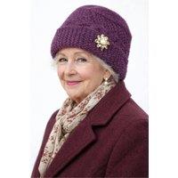 Lovii Women's Floral Brooch Knit Beanie - Warm & Elegant Winter Hat in Purple