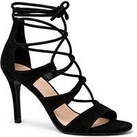 Anne Michelle Women's Lace Up Strappy Stiletto Heel Sandal in True Black | Size: 3