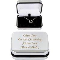 Personalised Memento Company Women's Personalised Box With Sterling Silver Heart Necklace in Metallic Silver | Size: 18 inches