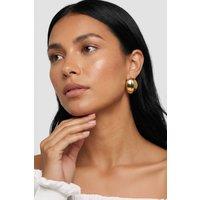 MUCHV Women's 18K Gold Solid Oval Stud Earrings - 2.9cm