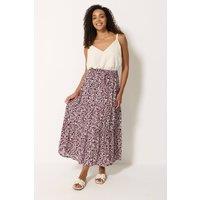 M&Co Women's Ditsy Floral Crinkle Maxi Skirt in Plum | Size: 16