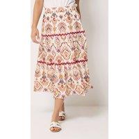 M&Co Women's Petite Printed Maxi Skirt in Off-White | Size: 16