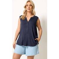 Yours Women's Notch Neck Vest Top in Dark Navy | Size: 22-24