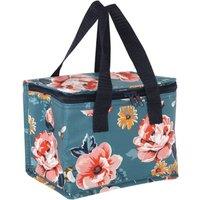 KDMD Women's Bee-utiful Floral Insulated Lunch Bag with Material & Navy Handles in Teal