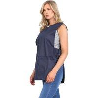MyShoeStore Women's Chef Kitchen Catering Cleaning Bar Tabard Apron with Front Pocket in Navy | Size: Small