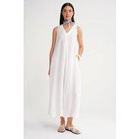 MixRay Women's V-Neck Maxi Dress in White | Size: Medium