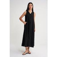 MixRay Women's V-Neck Maxi Dress in Black | Size: Large
