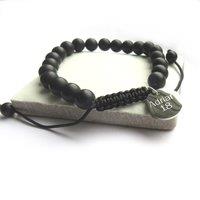 Aye Do Gifts Personalised Men's Black Agate Beaded Bracelet | Size: 8 inches