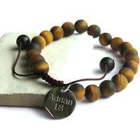 Aye Do Gifts Personalised Men's Tigers Eye Adjustable Bracelet in Brown | Size: 8 inches
