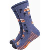 Sock Talk Men's Beach Campervans Bamboo Socks - Denim Blue | Size: 7-11