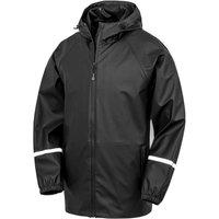 Result Recycled Men's Prism Reflective Tape PU Waterproof Jacket in Black | Size: XL