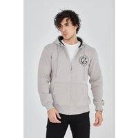 Janes Men's Hooded Zip-Up Printed Cardigan in Grey | Size: 2XL