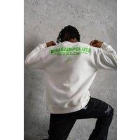 Janes Men's Oversized Crew Neck Sweatshirt with Back Print in White | Size: 2XL
