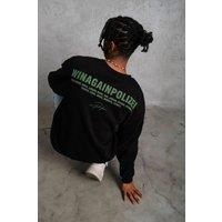 Janes Men's Oversized Crew Neck Sweatshirt with Back Print in Black | Size: 2XL