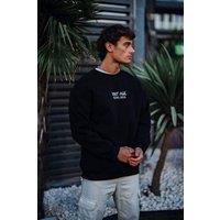 Janes Men's Oversized Crew Neck Sweatshirt with Back Print in Black | Size: XL