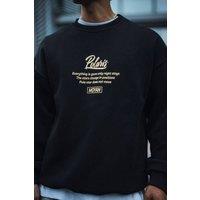 Janes Men's Crew Neck Long Sleeve Printed Sweatshirt in Black | Size: Large