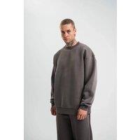Janes Men's Oversized Long Sleeve Crew Neck Sweatshirt in Dark Grey | Size: Small