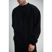 Janes Men's Oversized Crew Neck Fleece Sweatshirt in Black | Size: Small