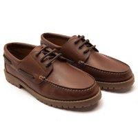 Thomas Crick Men's 'Cape' Leather Casual Lace-up Boat Shoes in Brown | Size: 12