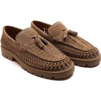 Off the Hook Men's 'Floyd' Loafer Tassel Formal/Casual Slip-On Leather Shoes in Taupe | Size: 11