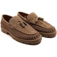 Off the Hook Men's 'Floyd' Loafer Tassel Formal/Casual Slip-On Leather Shoes in Taupe | Size: 7