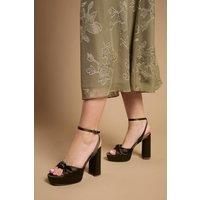 Oasis Women's Melody Olive Satin Knotted Platform High Block Heel Sandals | Size: 4