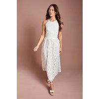 Coast Women's Halter Neck Lace Midi Dress in Ivory | Size: 10