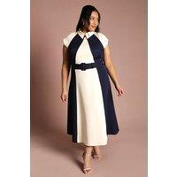Coast Women's Plus Colour Block Panelled Midi Dress in Ivory | Size: 22