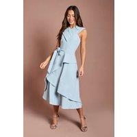 Coast Women's Cross Neck Bardot Crepe Midi Dress in Light Blue | Size: 10